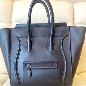 Celine Black Leather Authentic CELINE Luggage bag